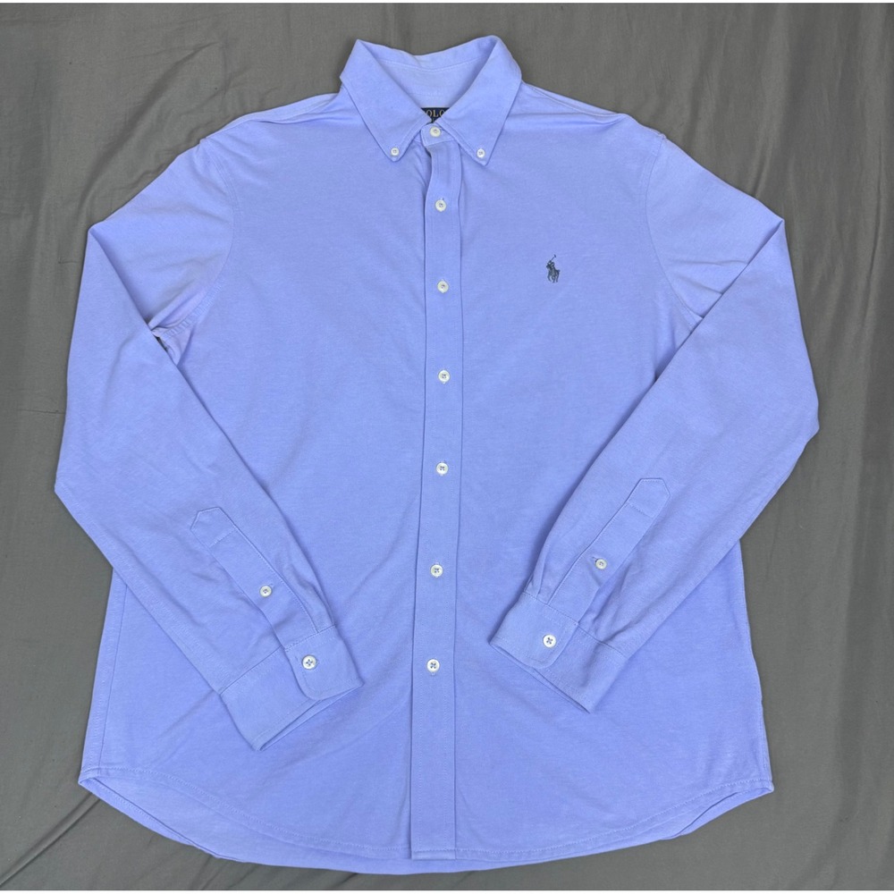 Polo Ralph Lauren Featherweight Mesh Button Down Shirt Periwinkle Blue Mens L